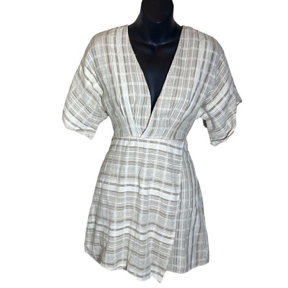 Selfie Leslie dress brown/white textured mini dress small - Picture 1 of 7